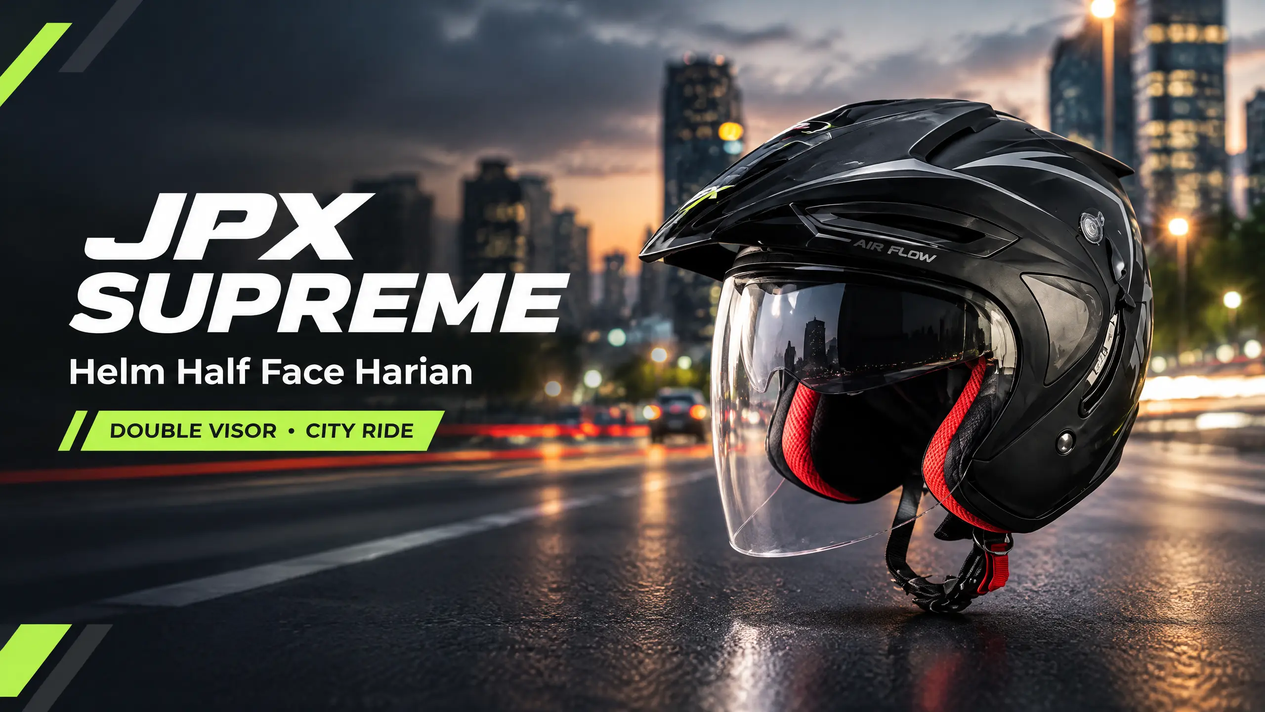 JPX Supreme: Helm Half Face Harian dengan Double Visor buat City Ride